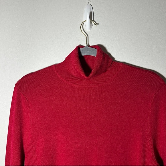 Chico’s Red Turtleneck Ribbed Sides Sweater size 2 (L) - Picture 3 of 8